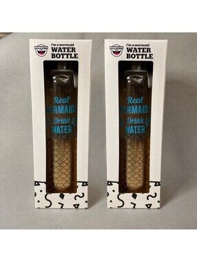 2 - Pack! BigMouth Inc. Mermaids Glass Water Bottle, Novelty Water Bottle, 20 Oz
